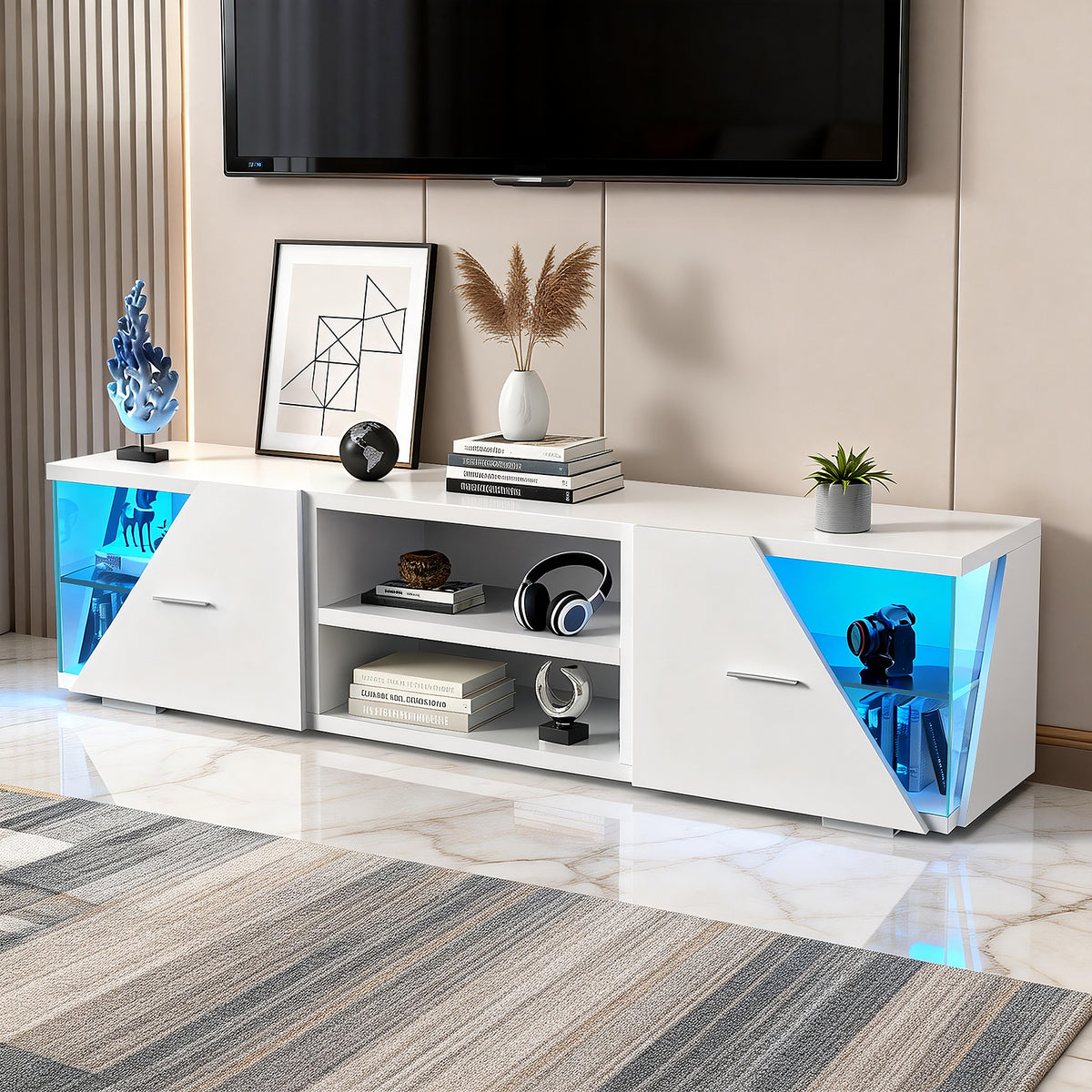 OYAJIA 150cm TV Stand with LED Lights