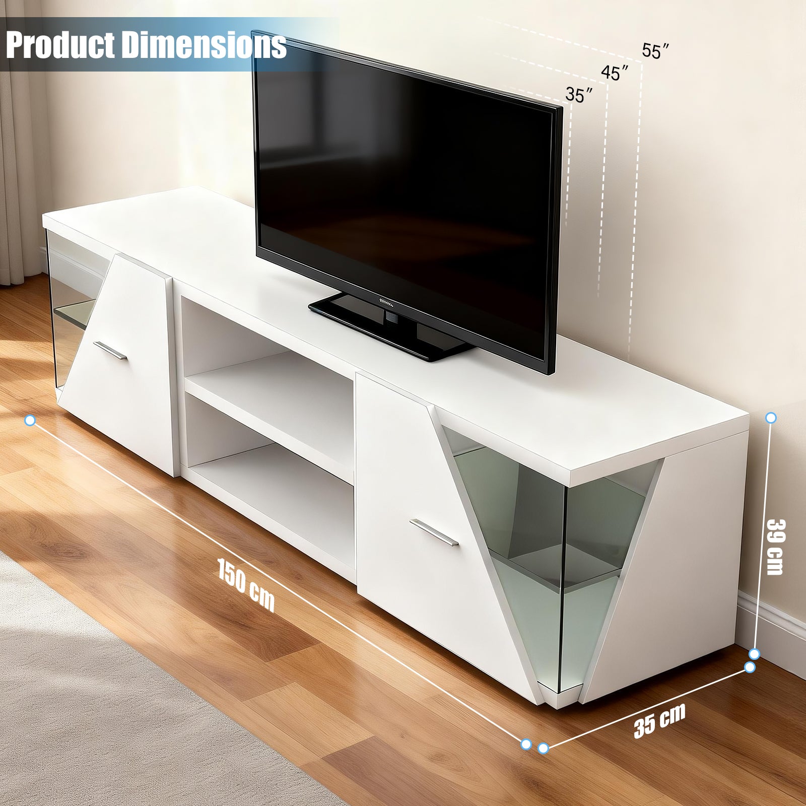 OYAJIA 150cm TV Stand with LED Lights