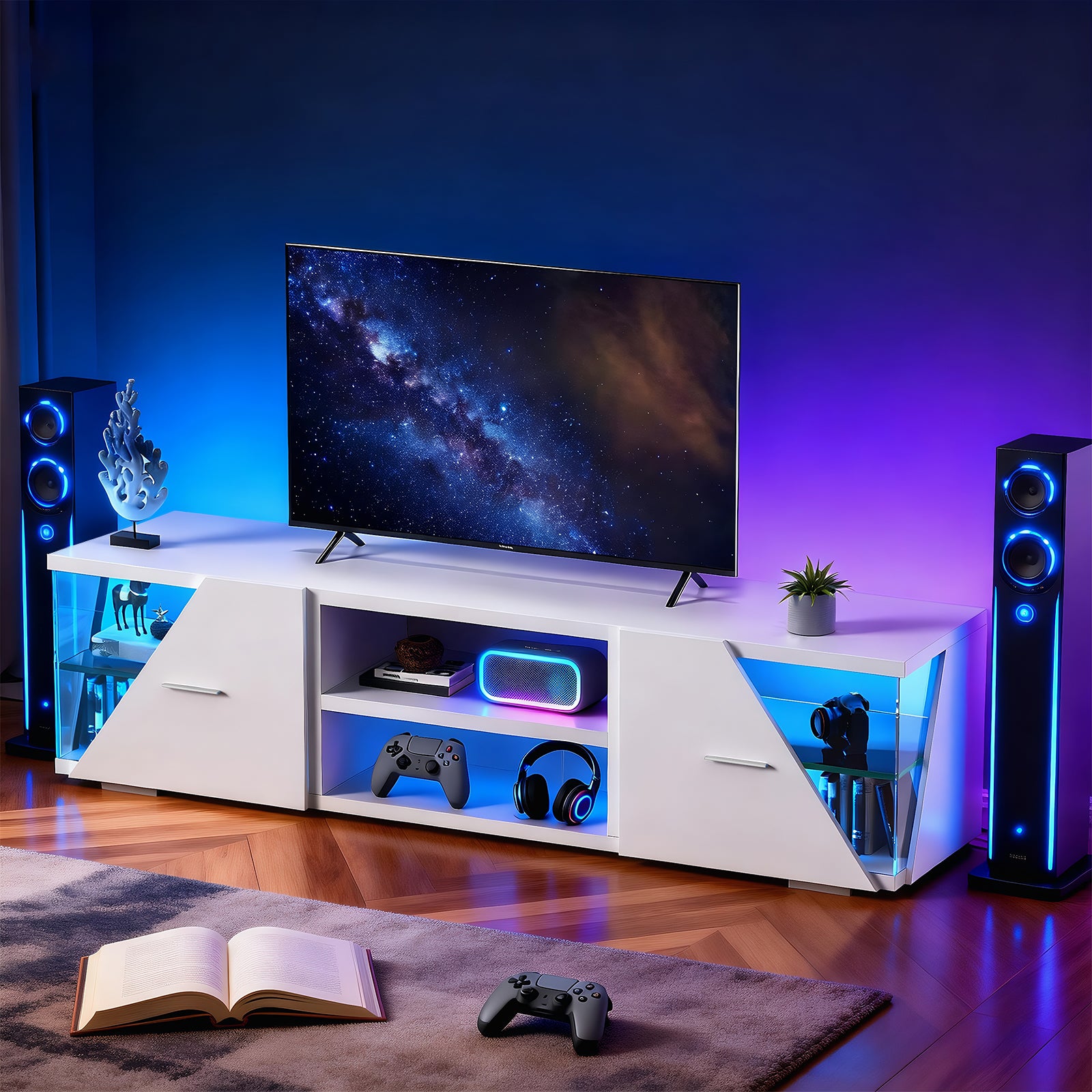 OYAJIA 150cm TV Stand with LED Lights