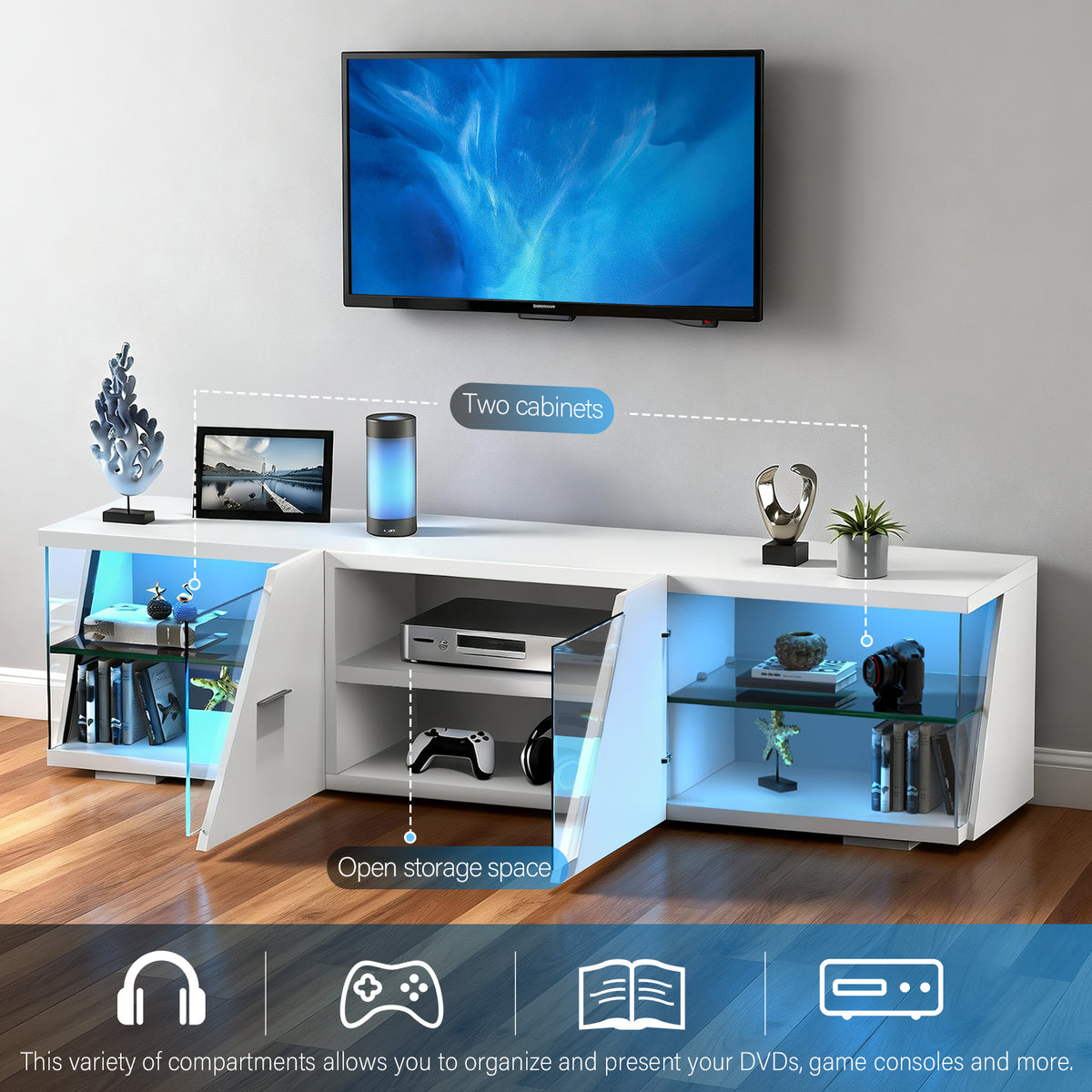 OYAJIA 150cm TV Stand with LED Lights