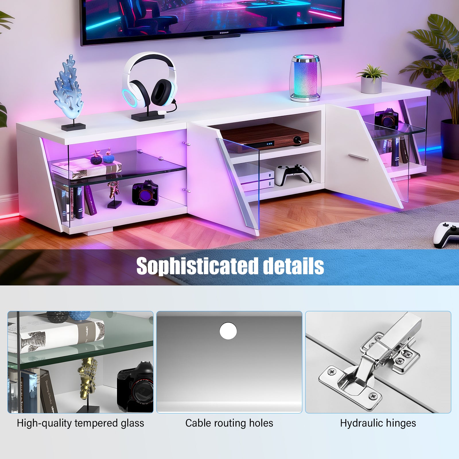 OYAJIA 150cm TV Stand with LED Lights
