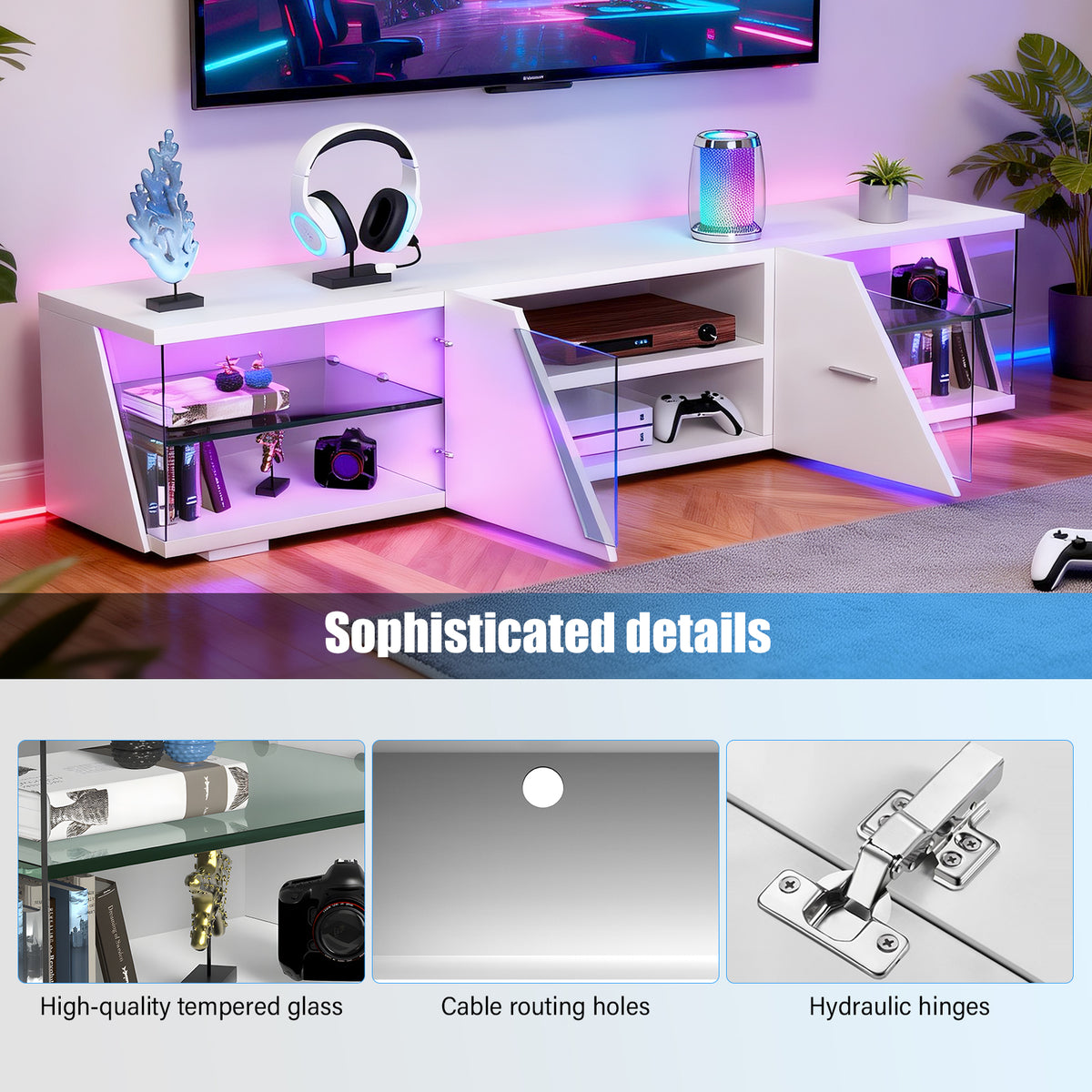 OYAJIA 150cm TV Stand with LED Lights