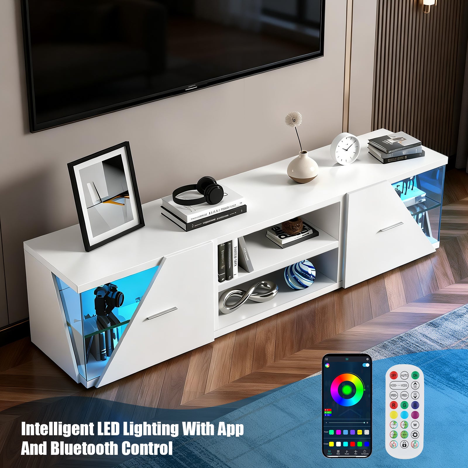 OYAJIA 150cm TV Stand with LED Lights