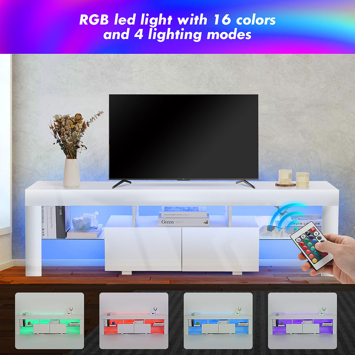 OYAJIA 160cm TV Stand with RGB LED Lights