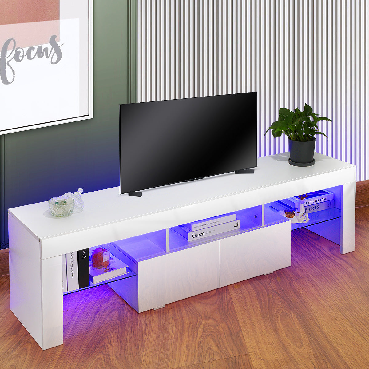 OYAJIA 160cm TV Stand with RGB LED Lights