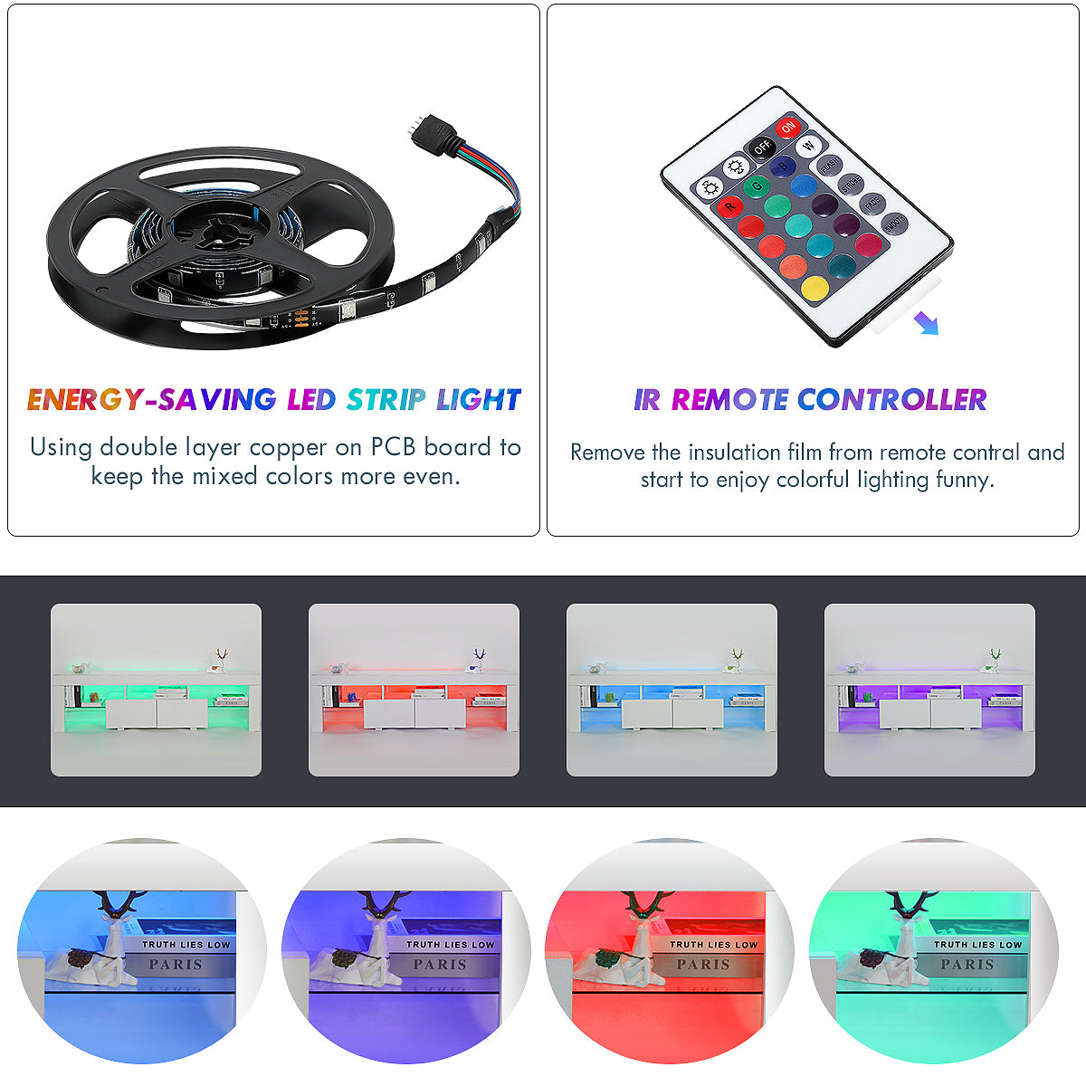 OYAJIA 160cm TV Stand with RGB LED Lights