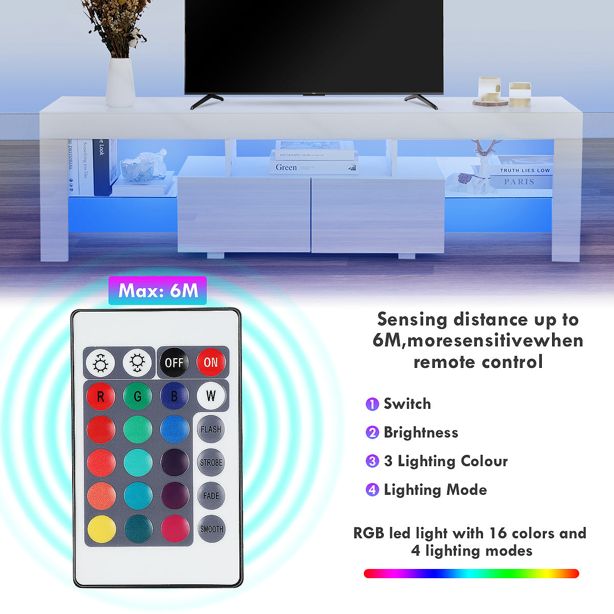 OYAJIA 160cm TV Stand with RGB LED Lights