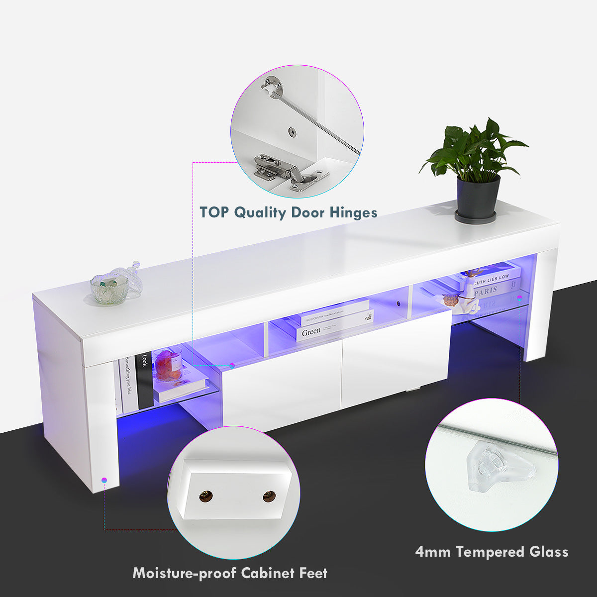OYAJIA 160cm TV Stand with RGB LED Lights