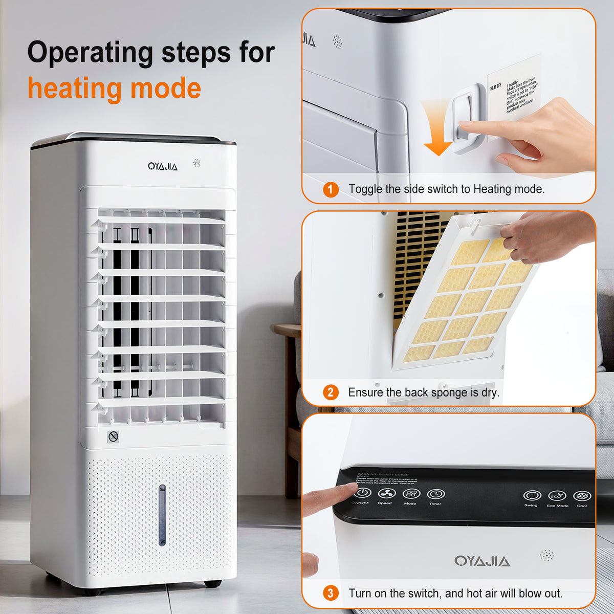 OYAJIA 2-in-1 Space Heater and Fan with ECO Mode
