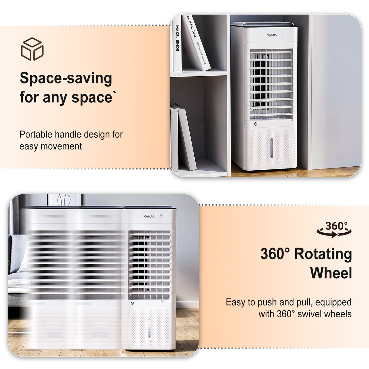 OYAJIA 2-in-1 Space Heater and Fan with ECO Mode