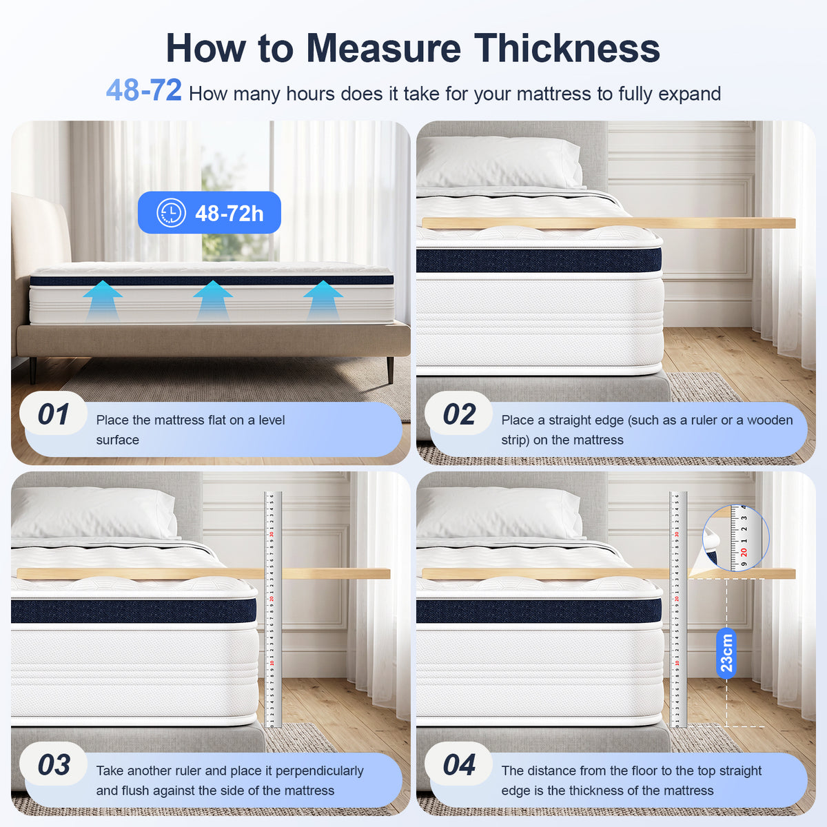 OYAJIA 23cm Pocket Spring Mattress