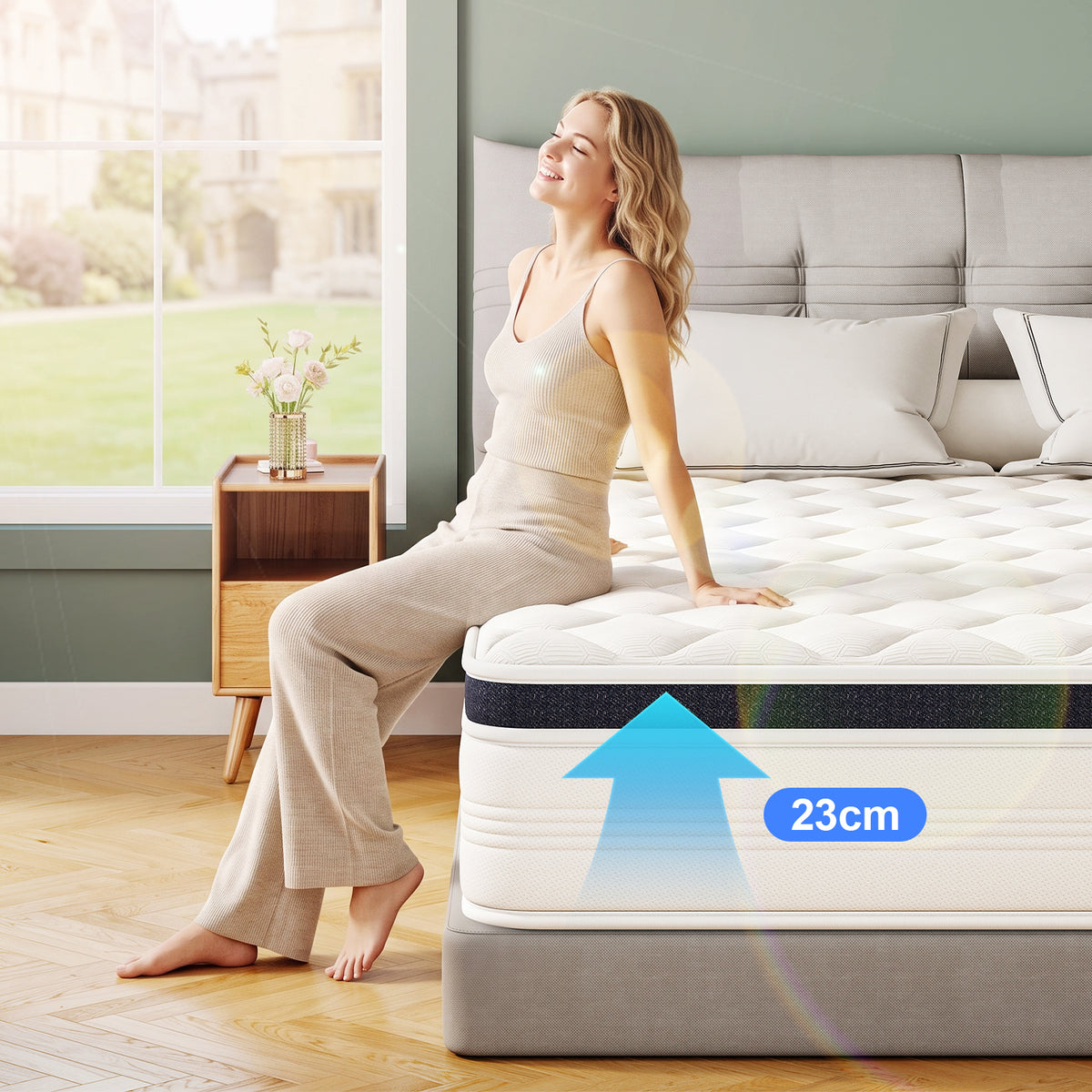 OYAJIA 23cm Pocket Spring Mattress
