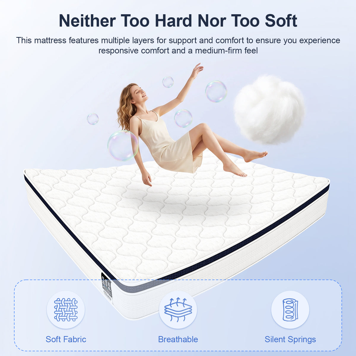 OYAJIA 23cm Pocket Spring Mattress