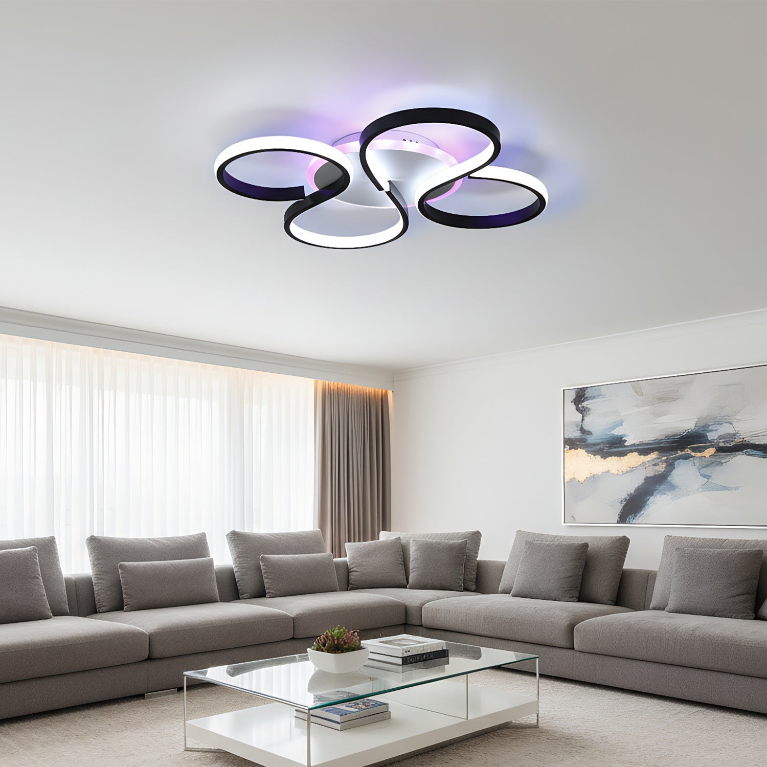 OYAJIA 35W RGB LED Ceiling Light with Remote Control, Dimmable 3000-6000K and Modern Knot Design