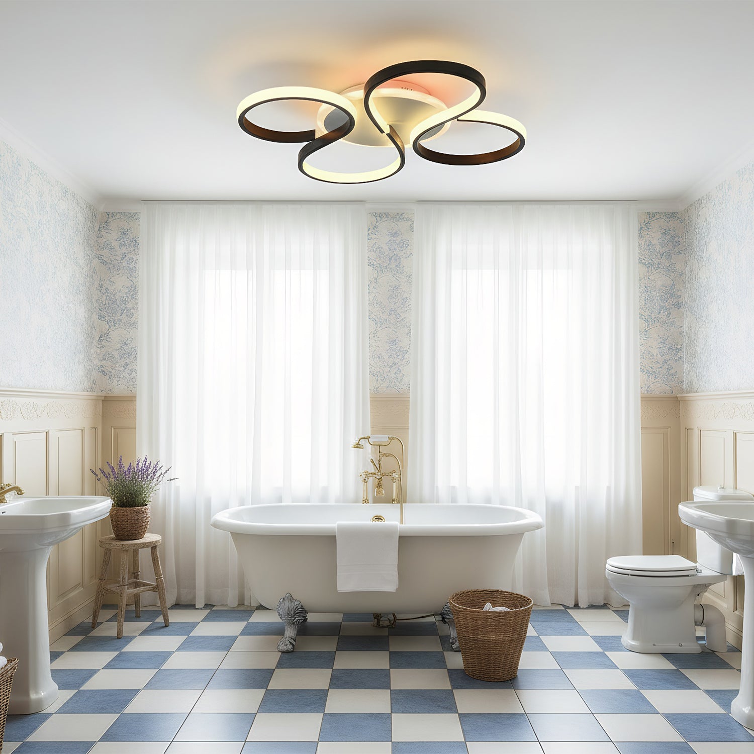 OYAJIA 35W RGB LED Ceiling Light with Remote Control, Dimmable 3000-6000K and Modern Knot Design