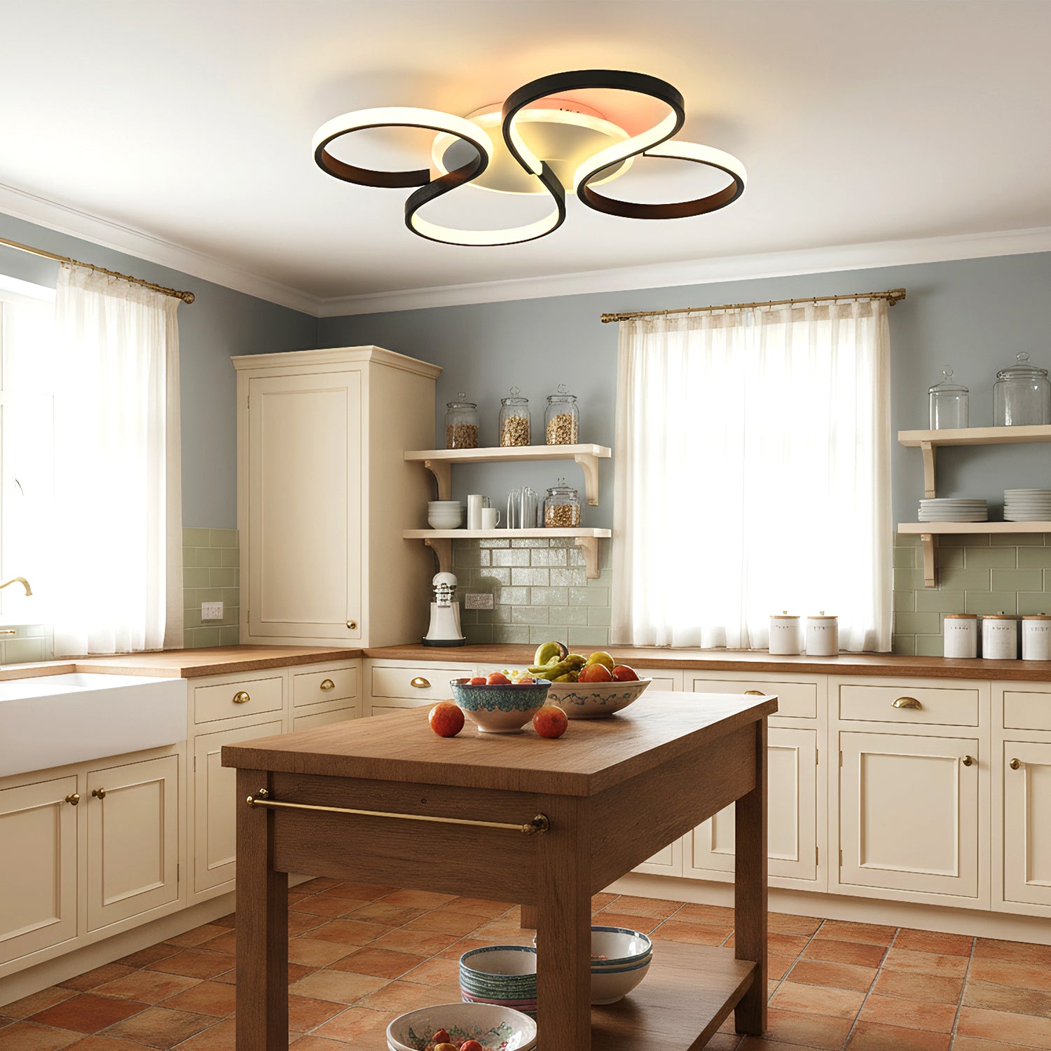 OYAJIA 35W RGB LED Ceiling Light with Remote Control, Dimmable 3000-6000K and Modern Knot Design