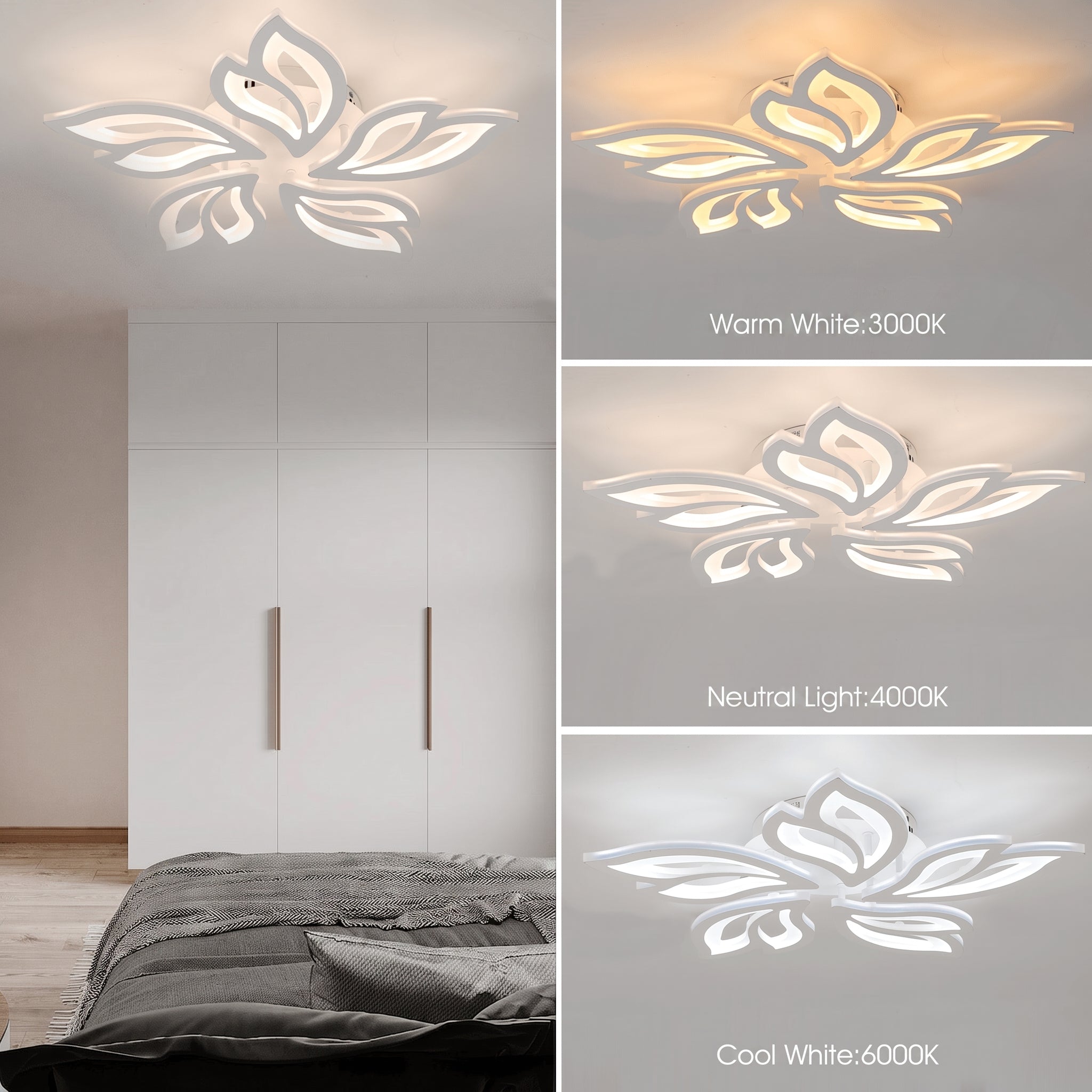 OYAJIA Modern LED Ceiling Light with Remote Control, Dimmable Warm, 3 Lighting Modes