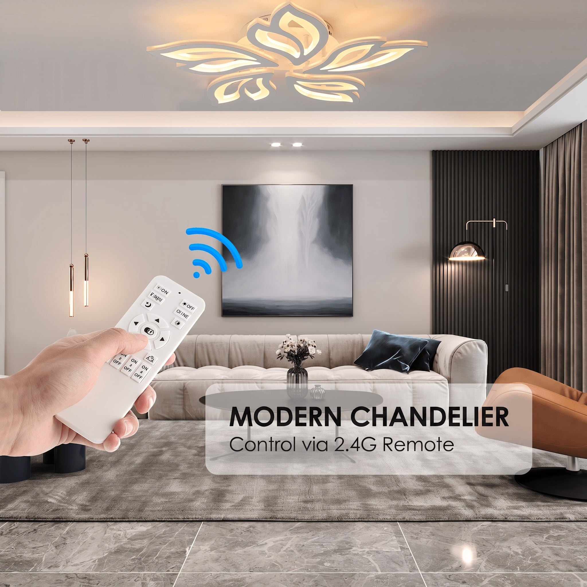 OYAJIA Modern LED Ceiling Light with Remote Control, Dimmable Warm, 3 Lighting Modes