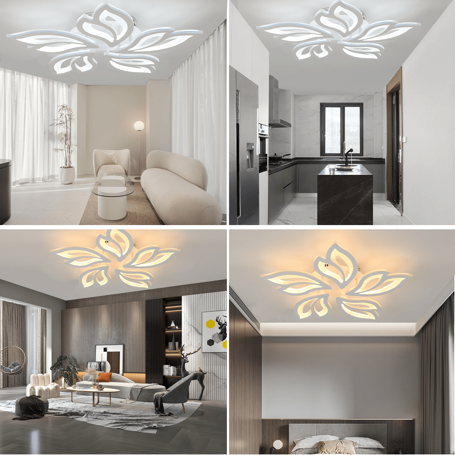 OYAJIA Modern LED Ceiling Light with Remote Control, Dimmable Warm, 3 Lighting Modes