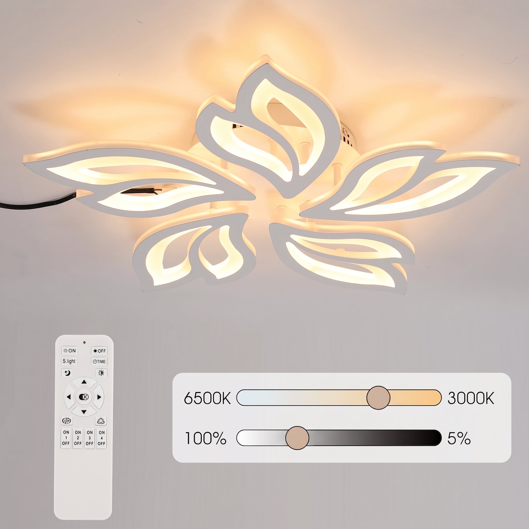 OYAJIA Modern LED Ceiling Light with Remote Control, Dimmable Warm, 3 Lighting Modes