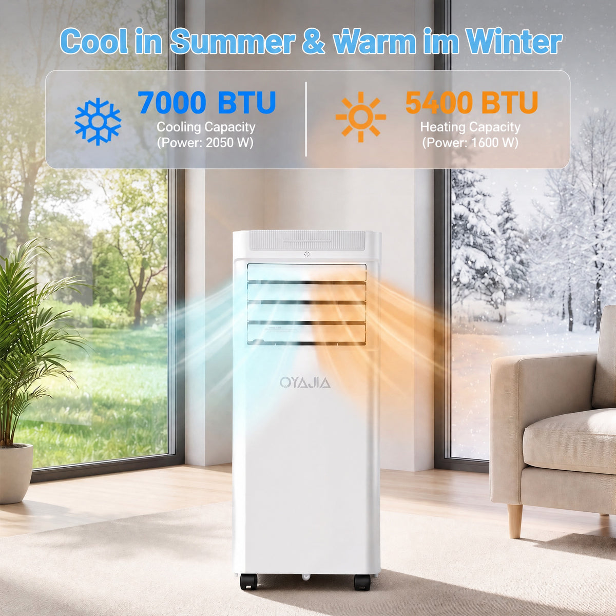 OYAJIA 4-in-1 Portable Air Conditioner with Heating