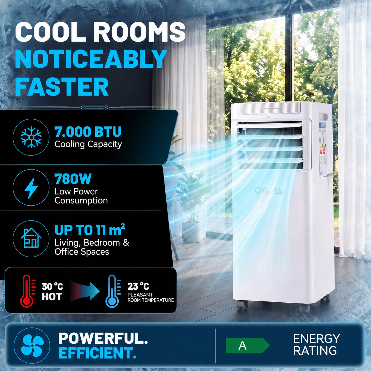 OYAJIA 4-in-1 Portable Air Conditioner with Heating