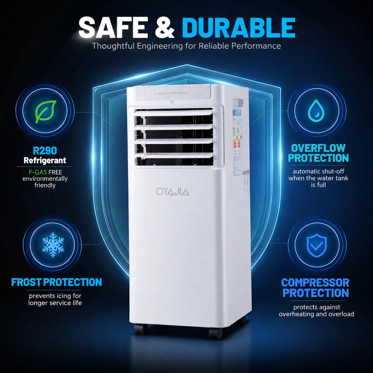 OYAJIA 4-in-1 Portable Air Conditioner with Heating
