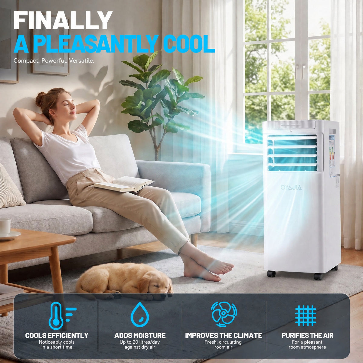 OYAJIA 4-in-1 Portable Air Conditioner with Heating
