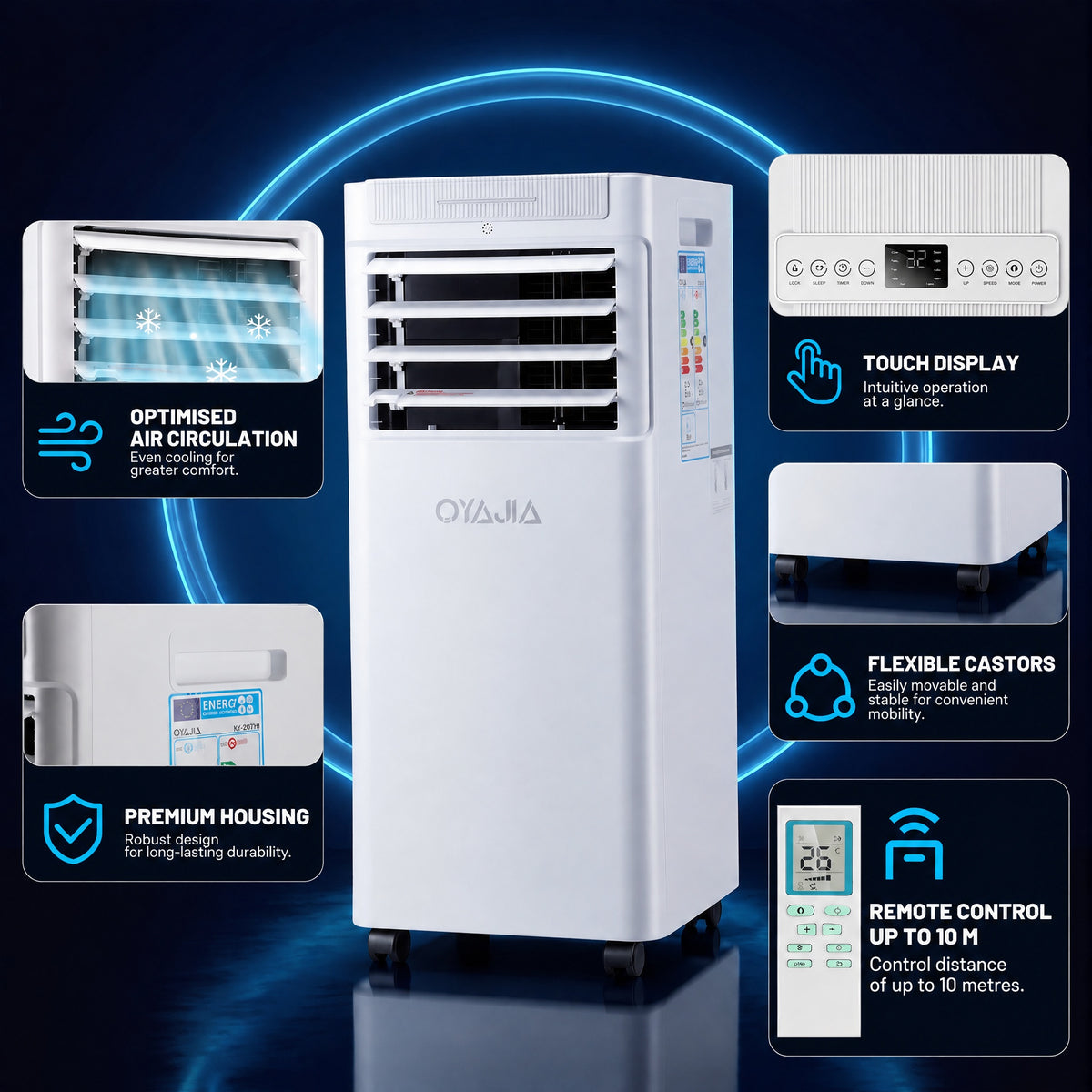 OYAJIA 4-in-1 Portable Air Conditioner with Heating