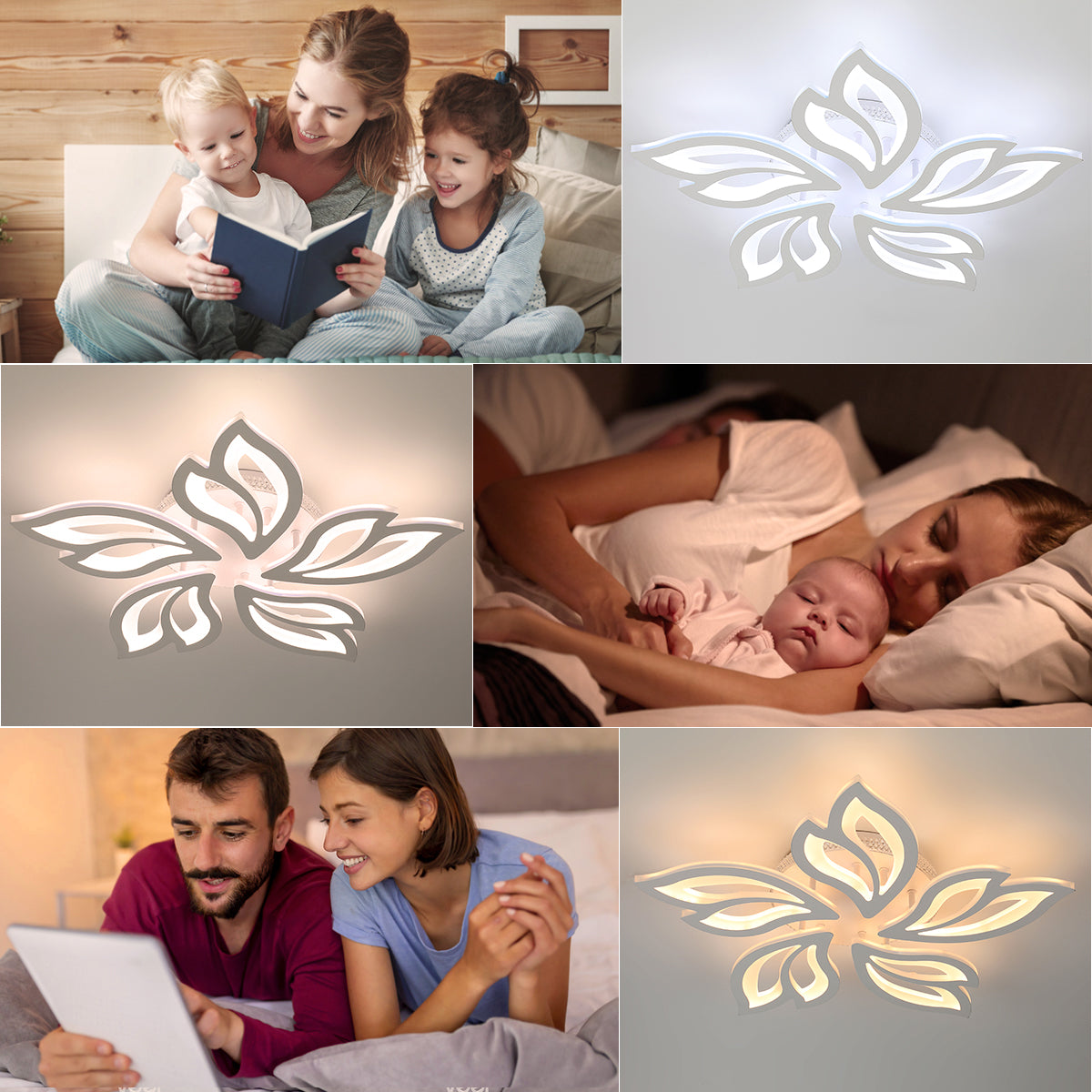 OYAJIA 54W RGB LED Ceiling Light with Remote Control, Dimmable 3000-6500K Floral Design