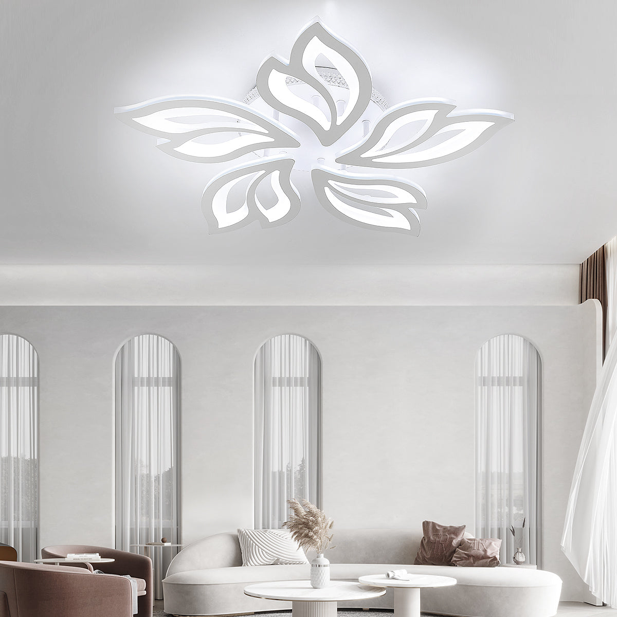 OYAJIA 54W RGB LED Ceiling Light with Remote Control, Dimmable 3000-6500K Floral Design