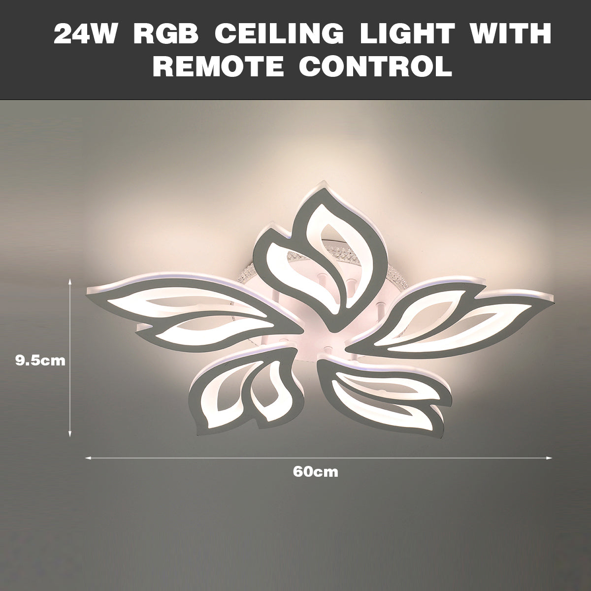 OYAJIA 54W RGB LED Ceiling Light with Remote Control, Dimmable 3000-6500K Floral Design