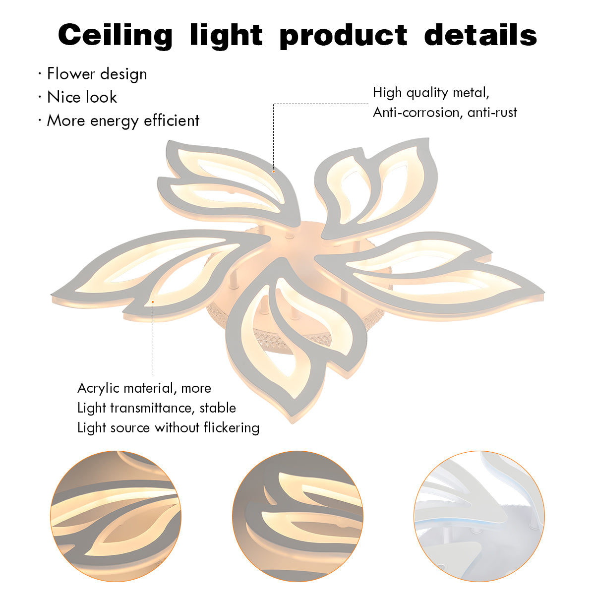 OYAJIA 54W RGB LED Ceiling Light with Remote Control, Dimmable 3000-6500K Floral Design