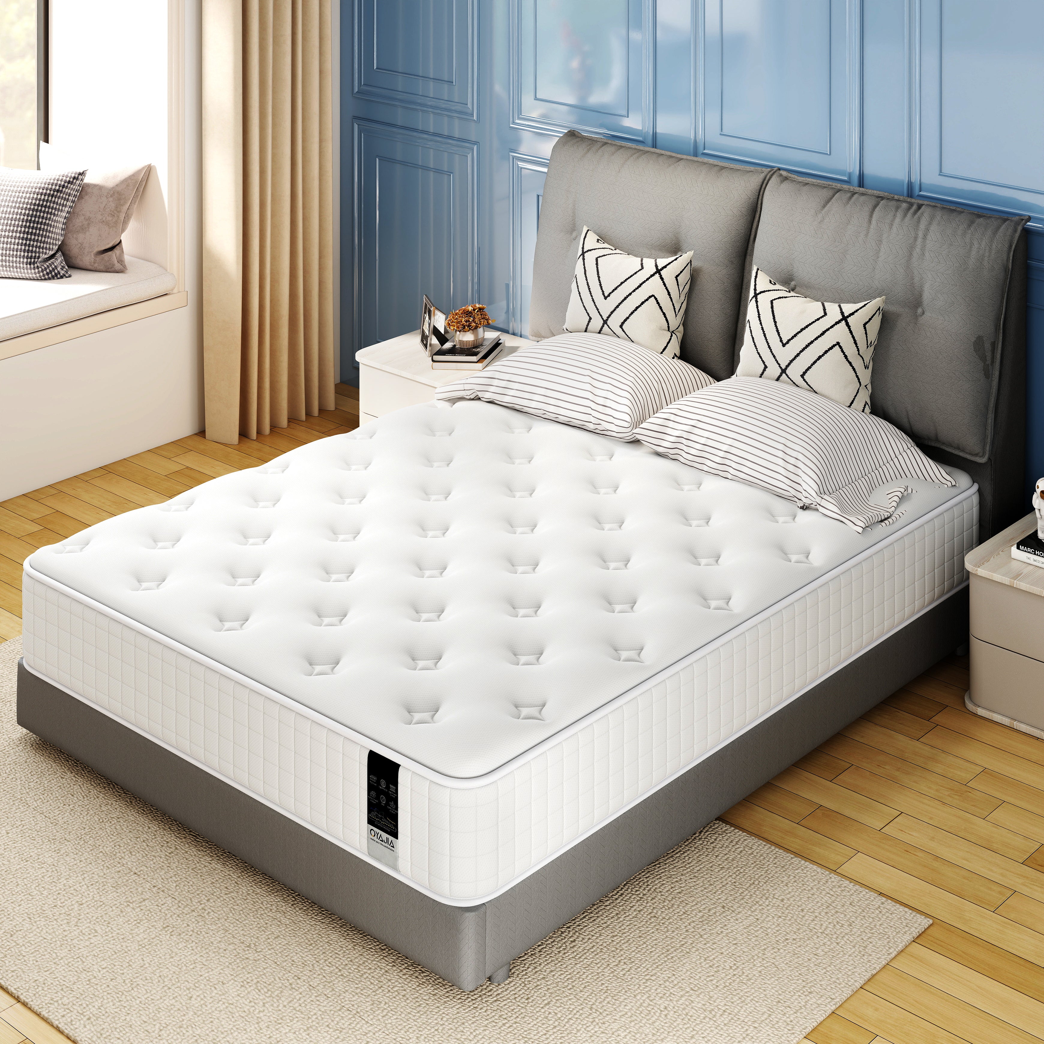 OYAJIA 7-Zone Pocket Spring Mattress with 10-Layer Construction