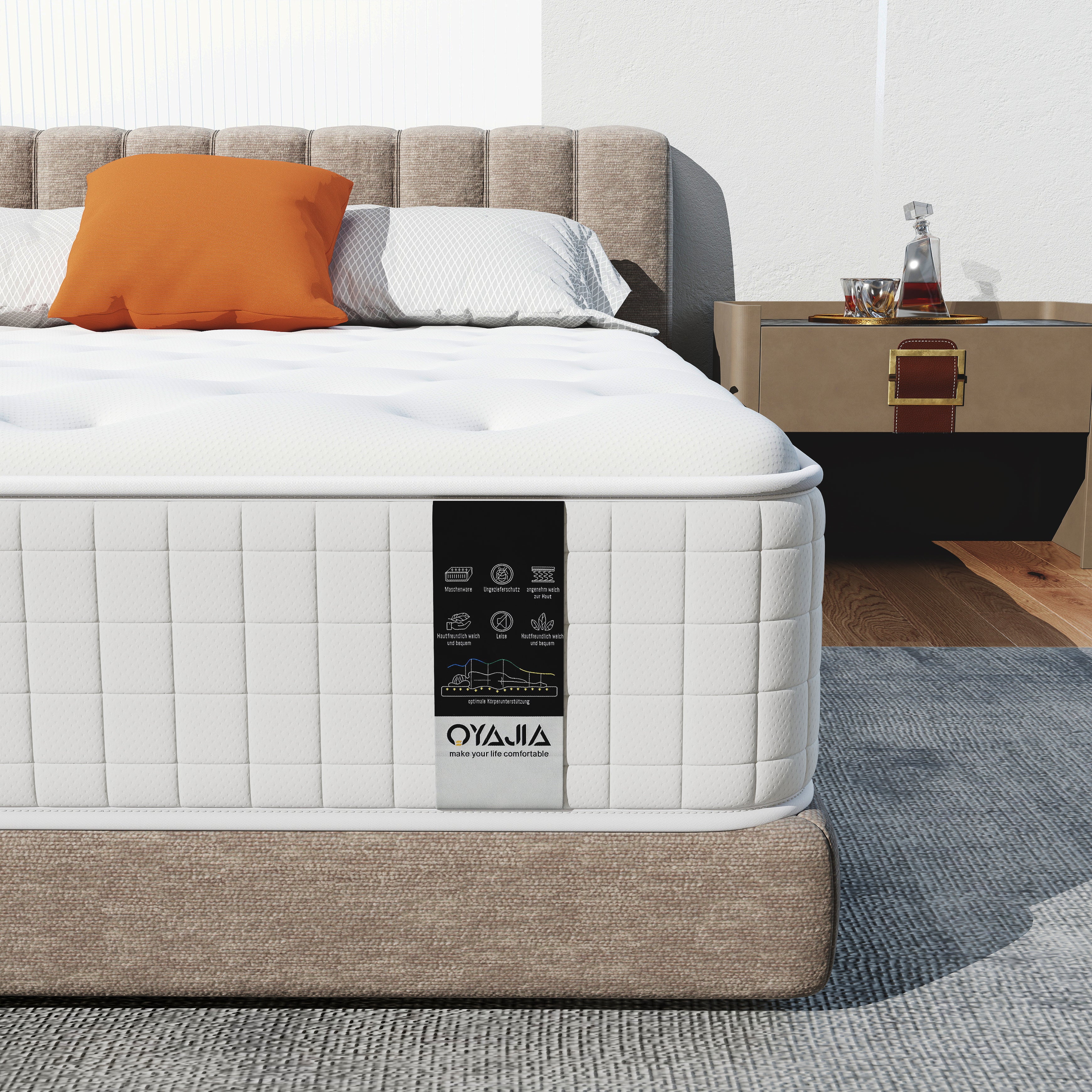 OYAJIA 7-Zone Pocket Spring Mattress with 10-Layer Construction