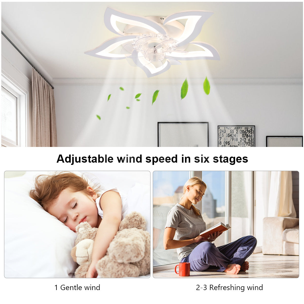 OYAJIA 75W LED ceiling fan with dimmable light