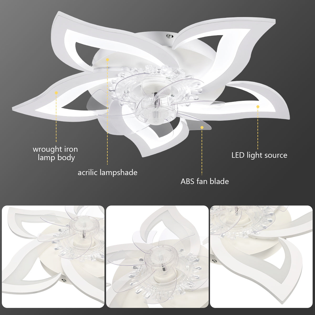OYAJIA 75W LED ceiling fan with dimmable light