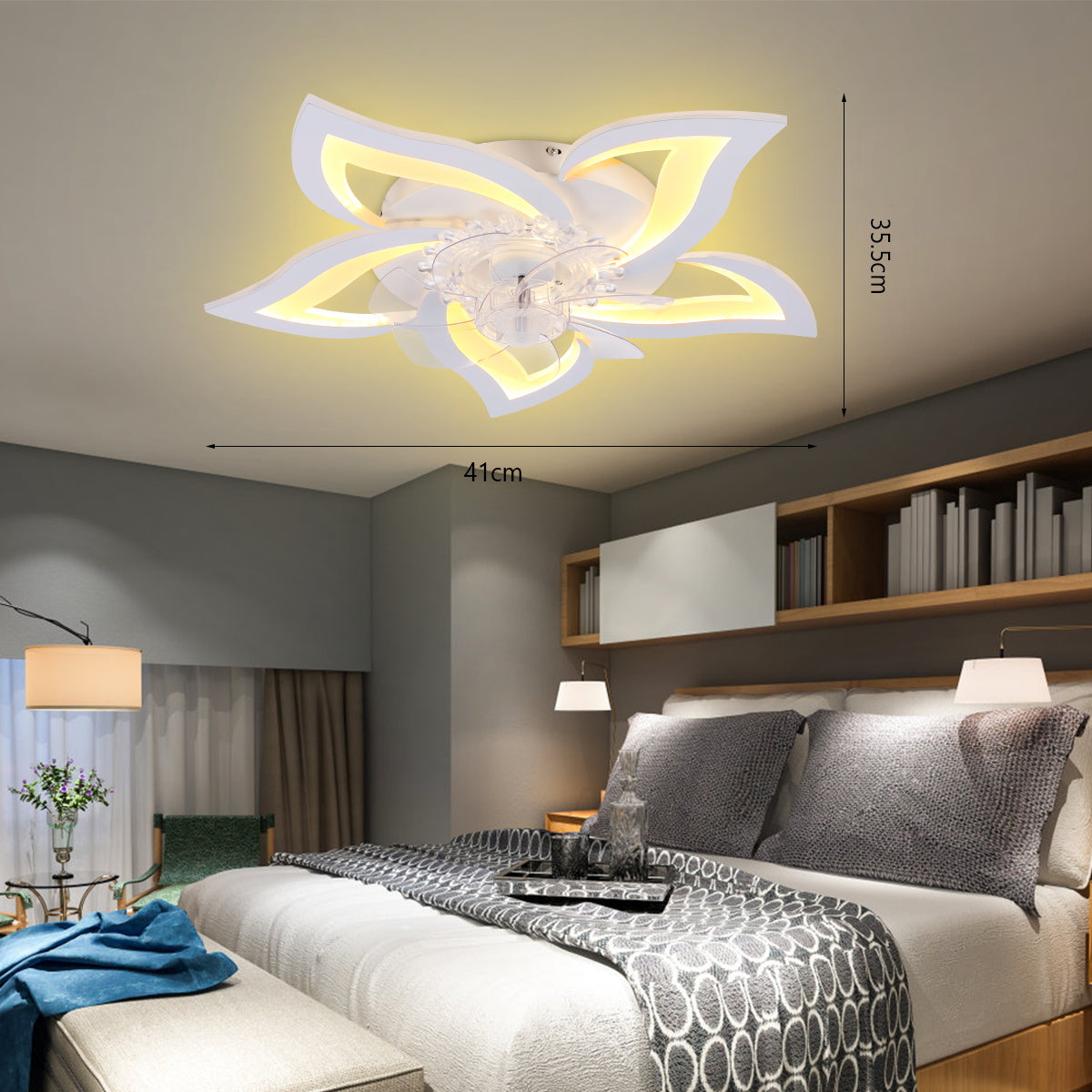 OYAJIA 75W LED Ceiling Fan with Dimmable Light