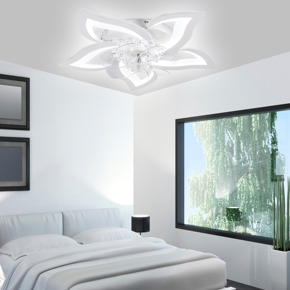 OYAJIA 75W LED Ceiling Fan with Dimmable Light
