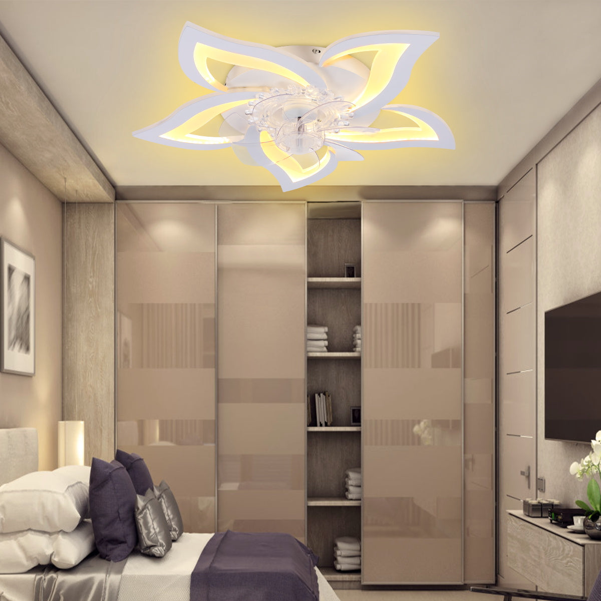 OYAJIA 75W LED Ceiling Fan with Dimmable Light