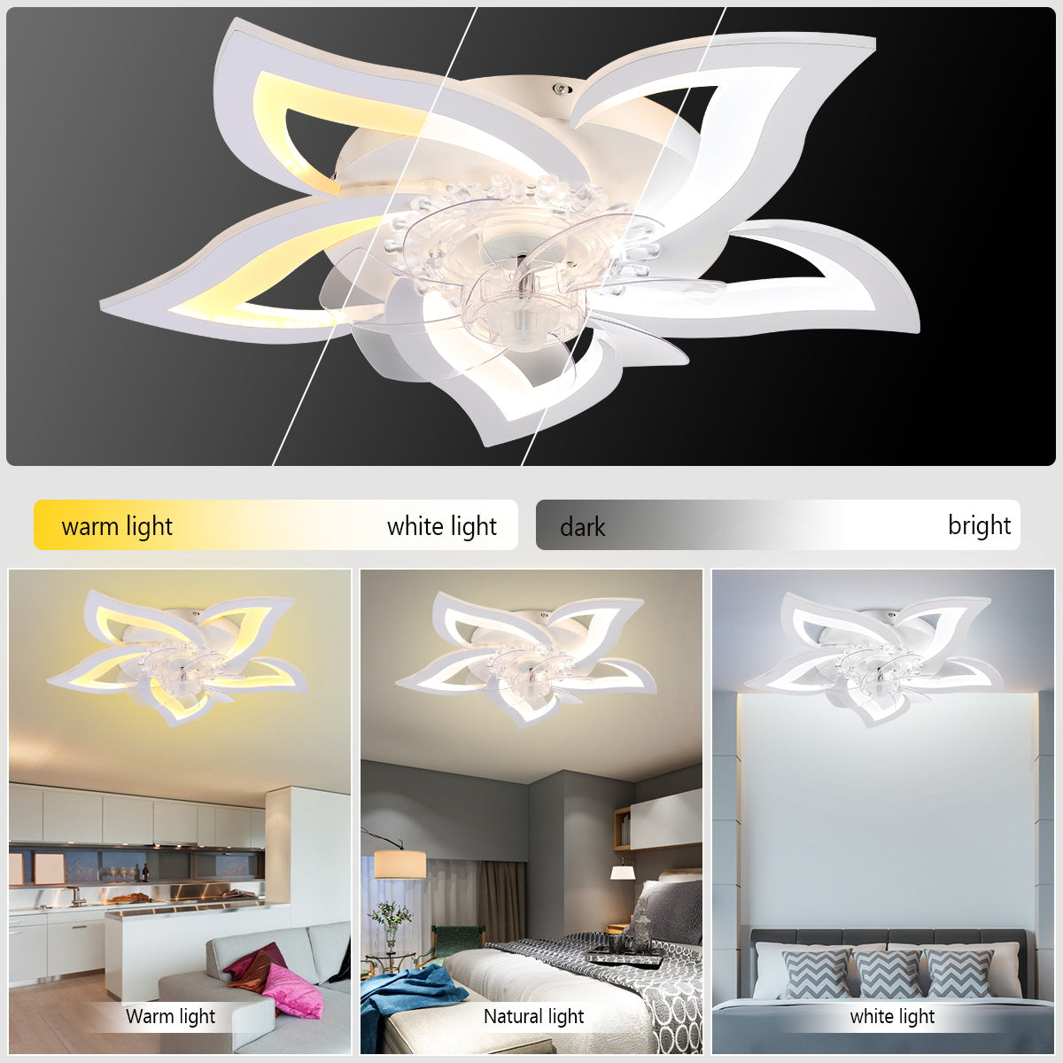 OYAJIA 75W LED ceiling fan with dimmable light