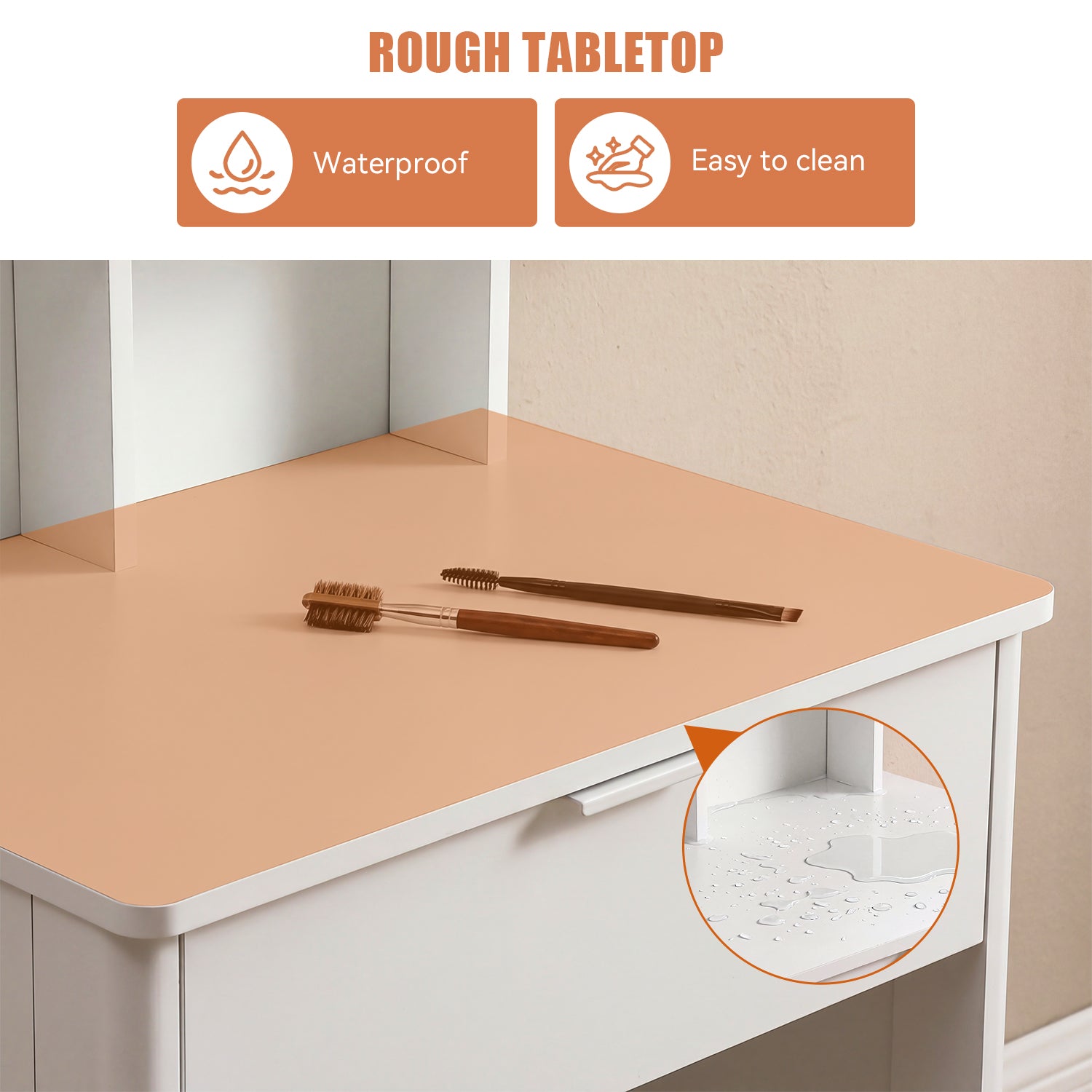 OYAJIA Vanity Dressing Table with Sliding Mirror, 3-Color LED Lights, Stool and Storage Cabinet
