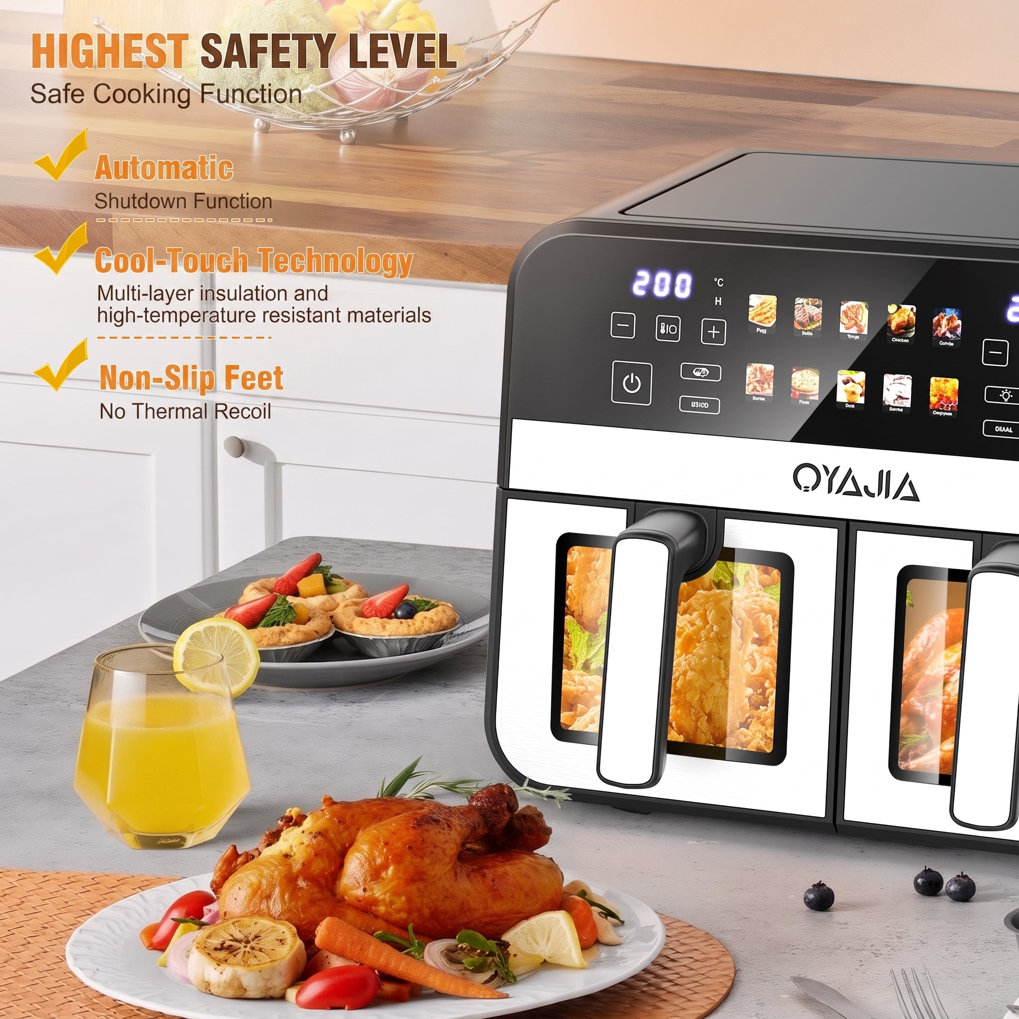OYAJIA 9L Dual zoneair fryer with window