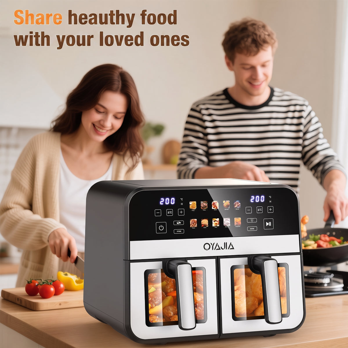 OYAJIA 9L Dual zoneair fryer with window