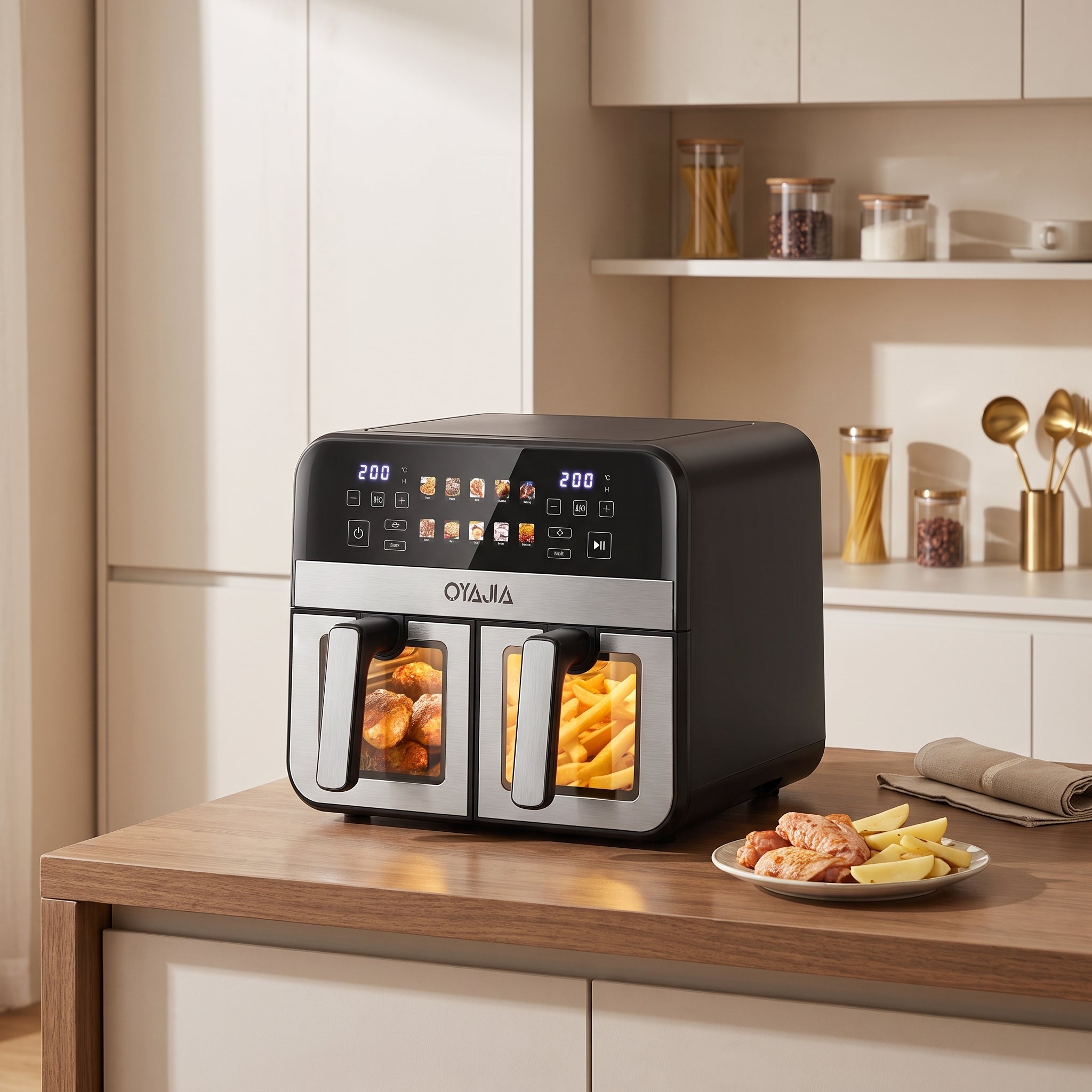 OYAJIA 9L Dual zoneair fryer with window