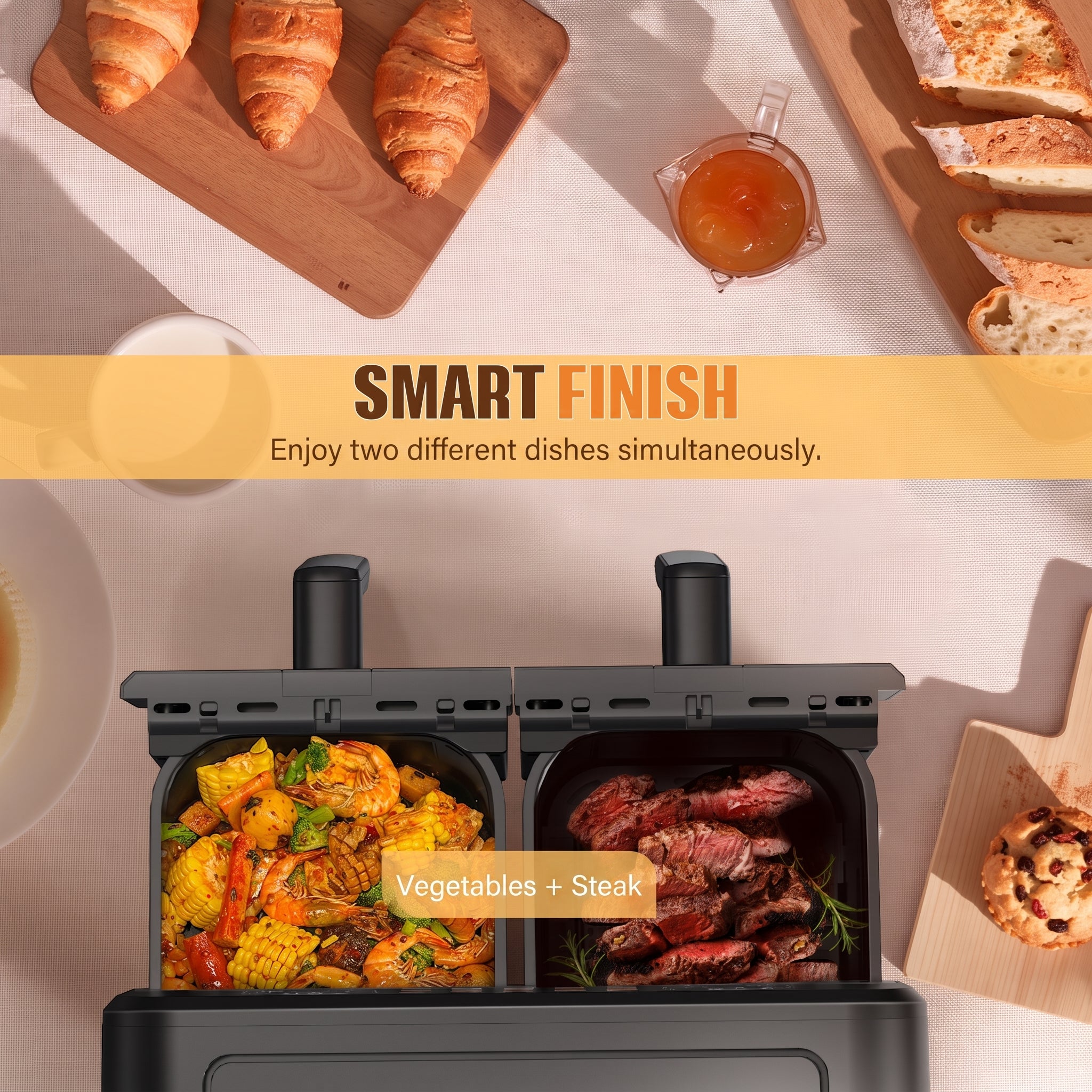 OYAJIA 9L Dual zoneair fryer with window