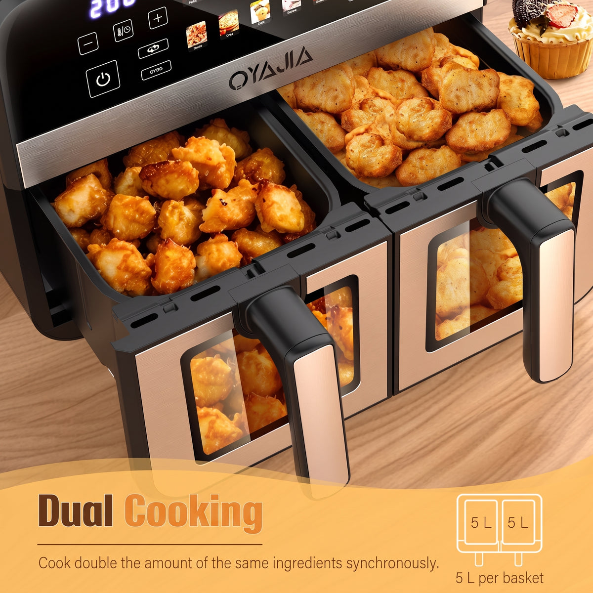 OYAJIA 9L Dual zoneair fryer with window