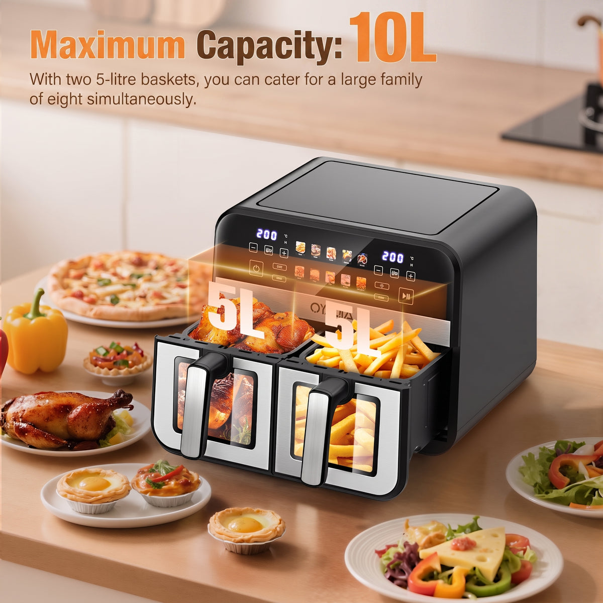 OYAJIA 9L Dual zoneair fryer with window