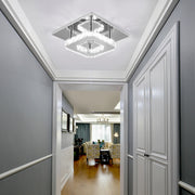 OYAJIA Crystal LED Ceiling Light 12W, Square Flush Mount Lamp for Bedroom, Hallway and Living Room