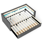 OYAJIA Upholstered Daybed with Extendable 90x190 cm Design, LED Lighting, 2 Storage Drawers